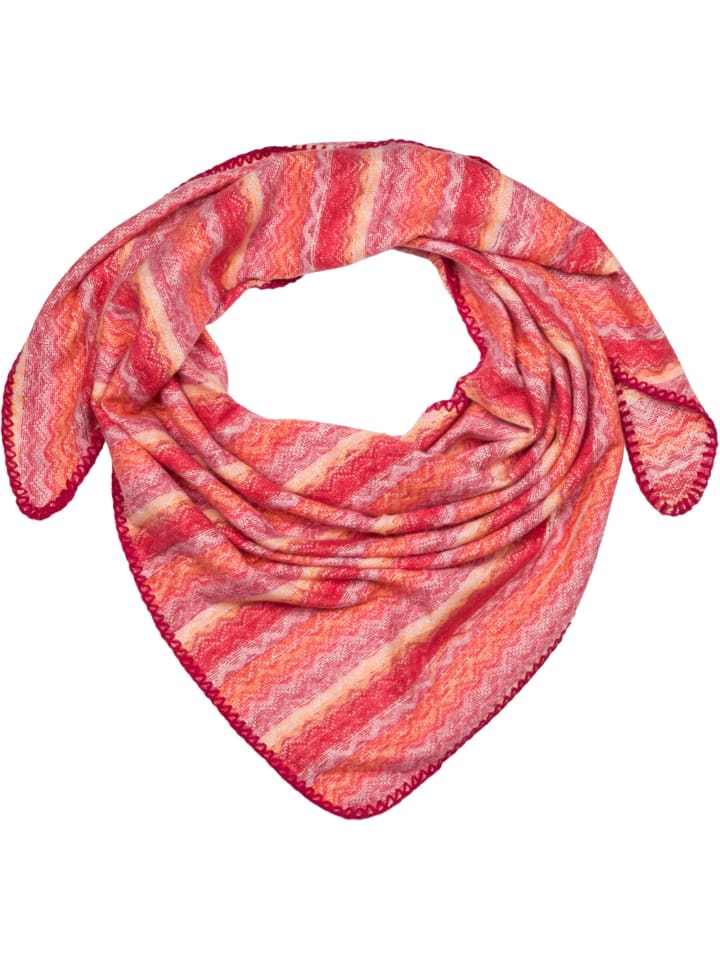 

Треугольный шарф с зигзагообразным узором в красно-оранжево-розовых тонах styleBREAKER