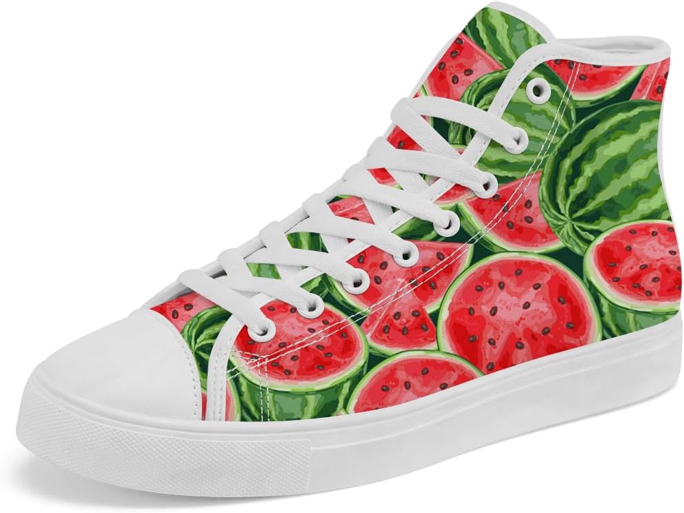 

Кеды на высокой подошве chebing с принтом арбуза, высокие сандалии на шнуровке, повседневная обувь для женщин и мужчин, красный/зеленый