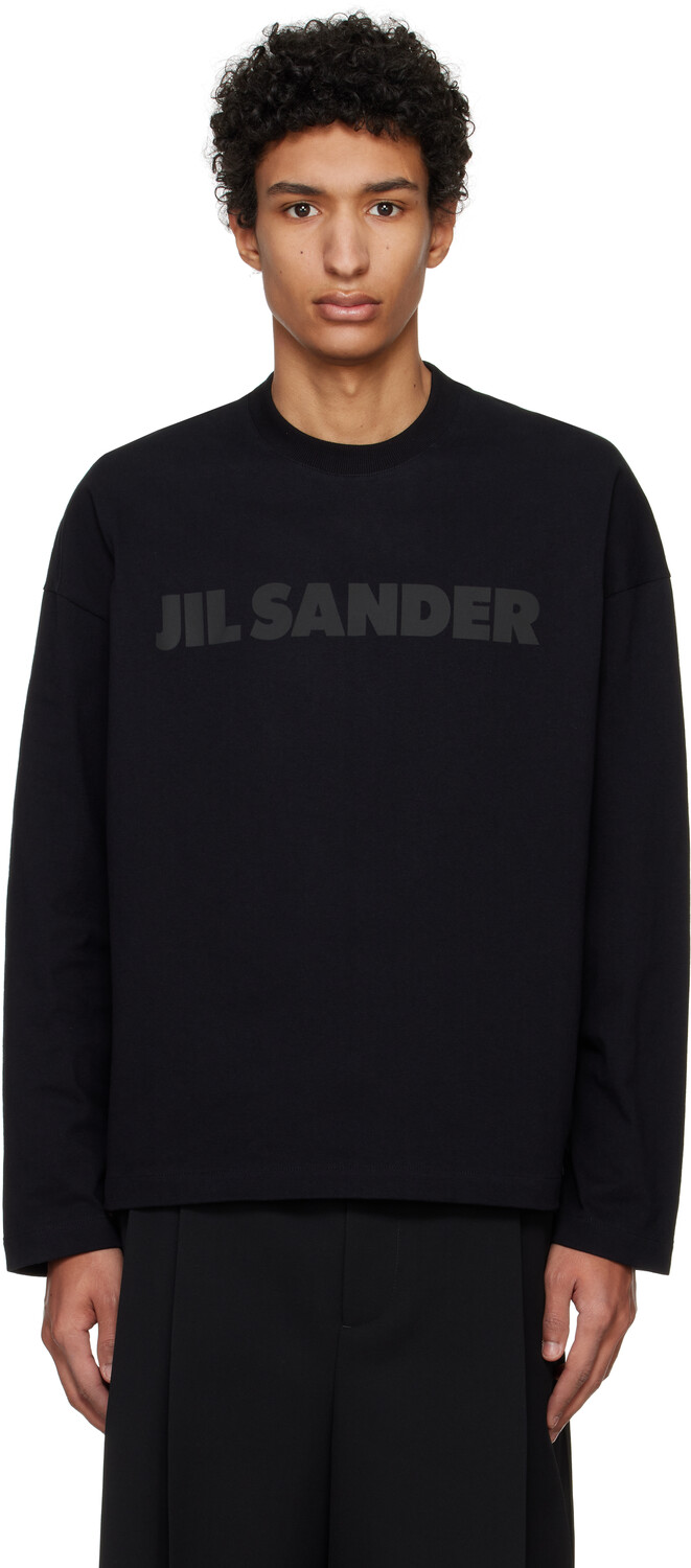 

Футболка с длинным рукавом и принтом логотипа Jil Sander, черный