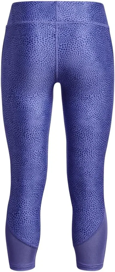 Брюки Under Armour HeatGear Armour с принтом до щиколотки для девочек, (495) Baja Blue//Black — фото 2