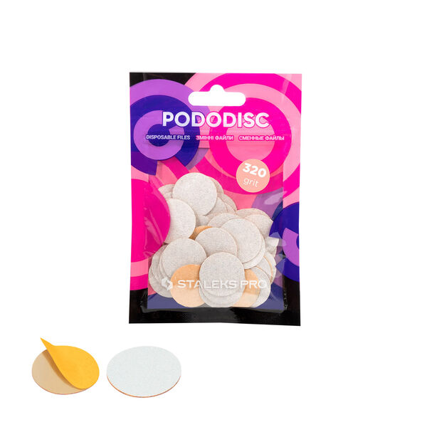 

Сменные накладки белые М, зернистость 320, 50 шт./1 упаковка. Staleks Pro Expert pododiscs pdf-20-320w