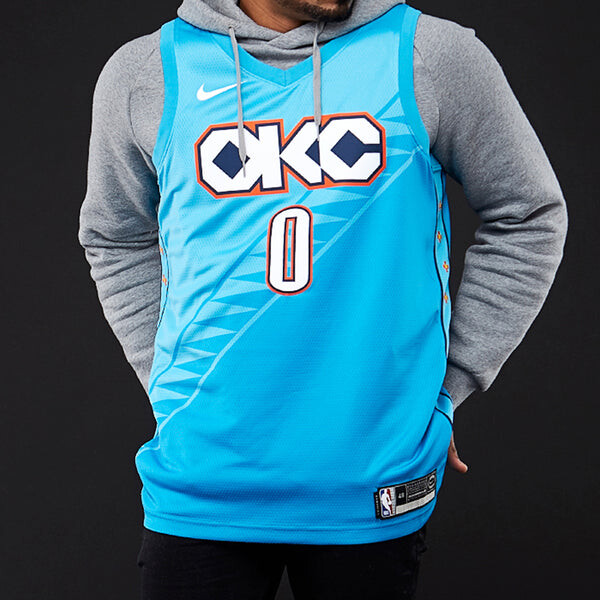 Майка Nike NBA Russell Westbrook City Edition (Oklahoma City Thunder) Swingman Jersey Blue, синий — фото 3