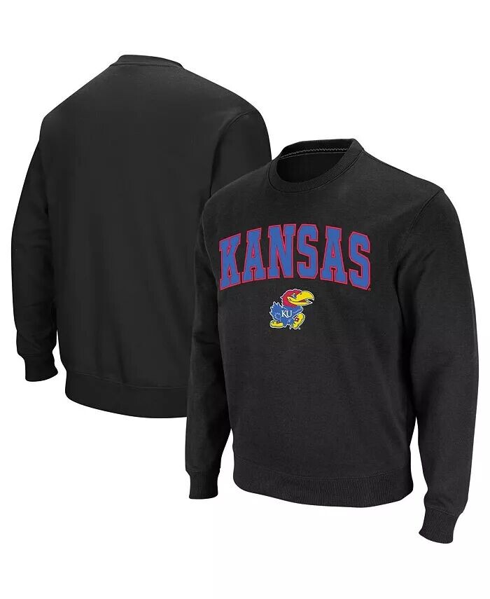 

Мужская толстовка Kansas Jayhawks Arch & Logo с круглым вырезом Colosseum, черный