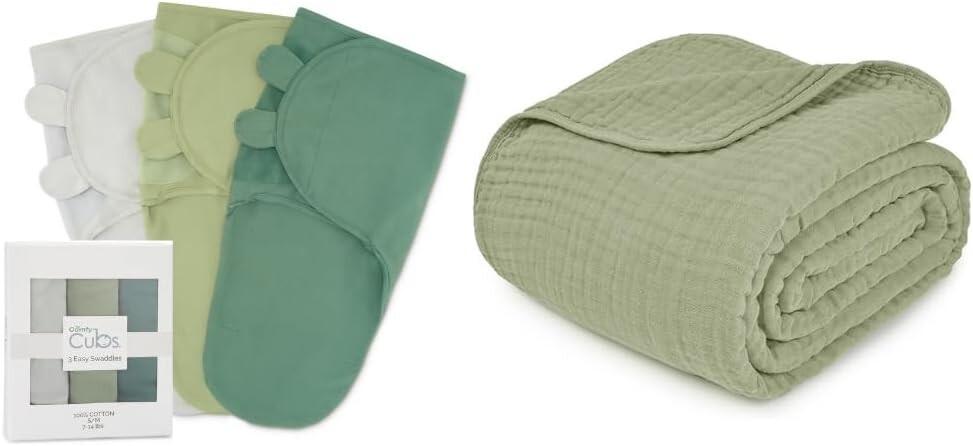 

Удобные пеленальные одеяла для детенышей и комплект пледов из муслина Comfy Cubs