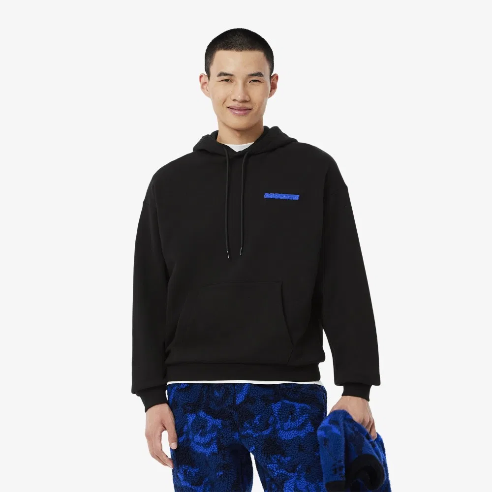 Мужское худи с цветочным принтом чёрное от Lacoste