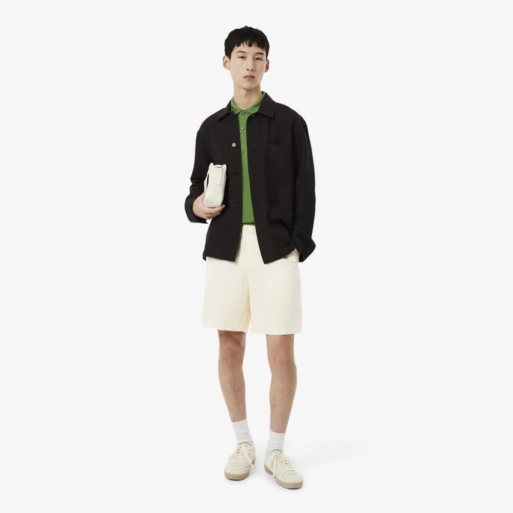 Мужские шорты на резинке из льняной смеси айвори от Lacoste — фото 4