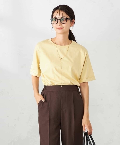 

Футболка с коротким рукавом из хлопка, с защитой от УФ и подворотом рукавов A.v.v, кремовая