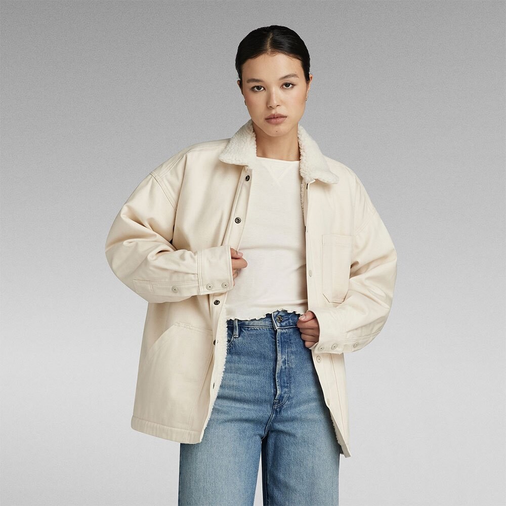 

Рубашка G-Star Boxy Sherpa Lined, бежевый