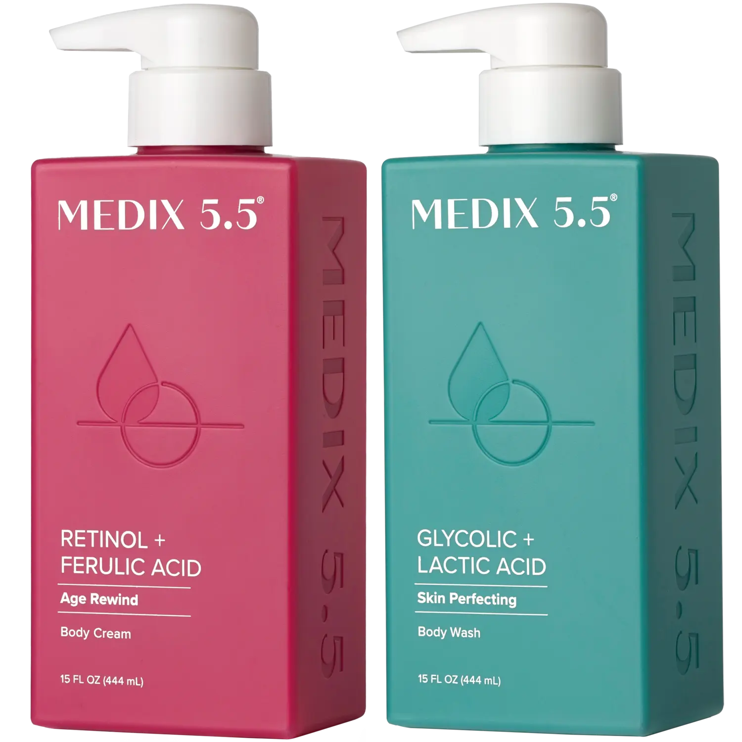 

Крем для тела с ретинолом и феруловой кислотой, а также отшелушивающий гель для душа с гликолевой кислотой и молочной кислотой. Medix 5.5