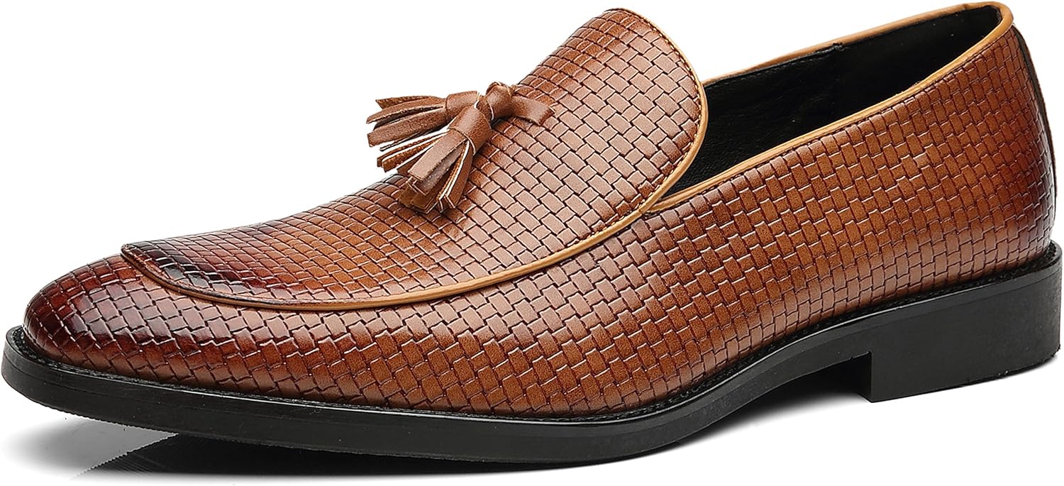 

Мужские лоферы Santimon с кисточками, удобные туфли-слиперы из искусственной кожи и повседневной носки, коричневый