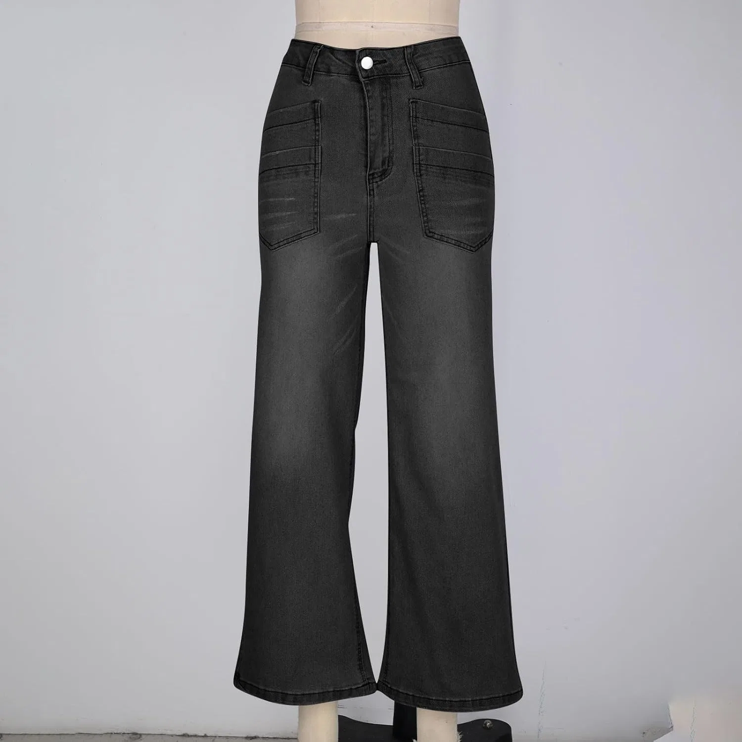 Джинсы свободные Wide Leg Denim, черные — фото 3