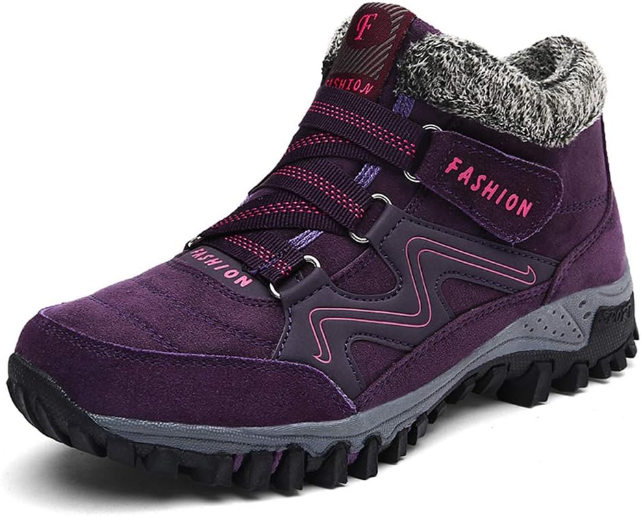 

Мужские зимние ботинки для снега, походов и треккинга, теплые ботинки для скалолазания, средней высоты, с мехом и плюшем, модные на шнуровке Asifn, фиолетовый
