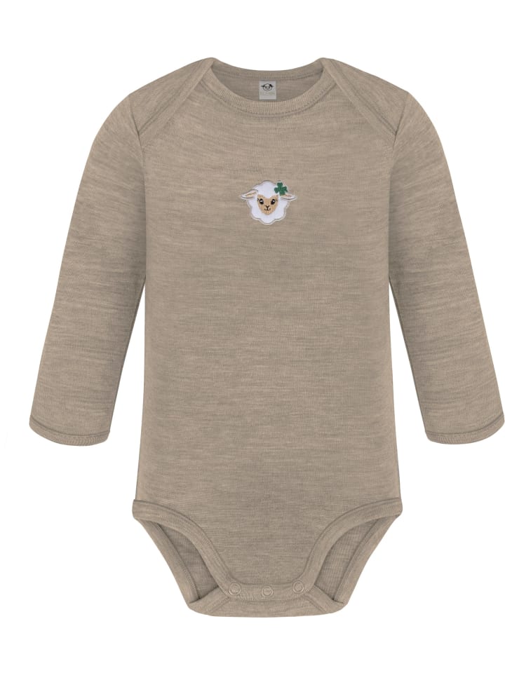 Normani Outdoor Sports Боди с длинными рукавами из мериносовой шерсти и детские штанишки из мериносовой шерсти бежевого цвета — фото 3