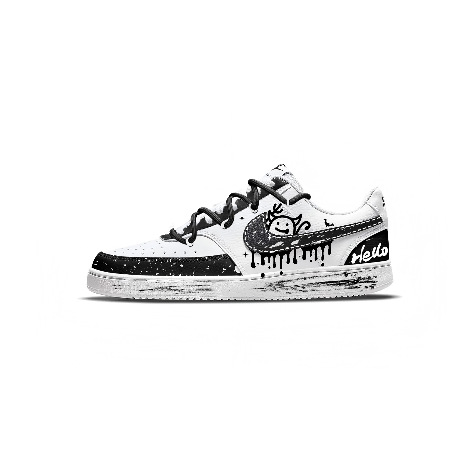 

Nike Кроссовки Court Vision 1 Little Black Demon противоскользящие износостойкие низкие унисекс черно-белые, цвет Black White