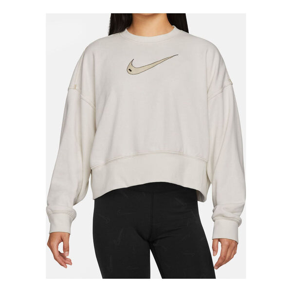 

Свитер sportswear swoosh logo embroidered loose knit short round neck pullover hoodie Nike, белый