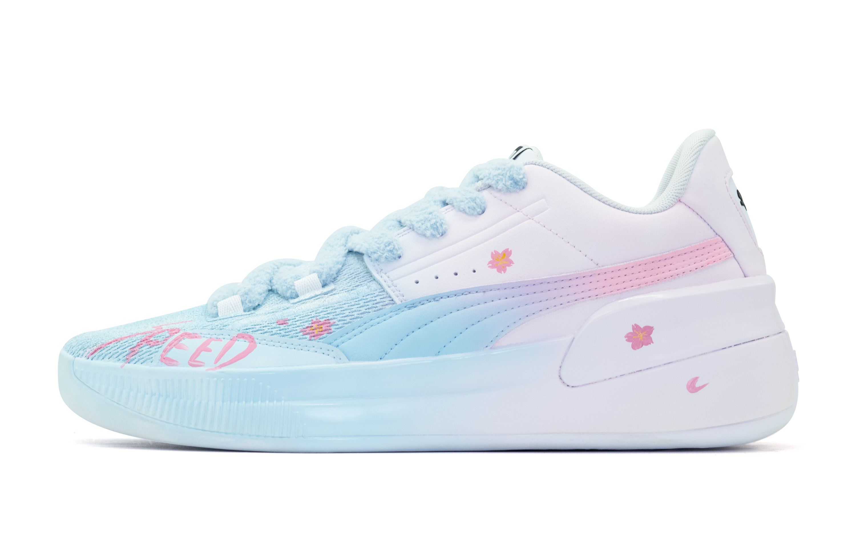 

Clyde Hardwood Team Cherry Blossom Island, Limited Mismatched устойчивые к истиранию низкие баскетбольные кроссовки unisex PUMA, Sakura Island, Mismatched Shoelace