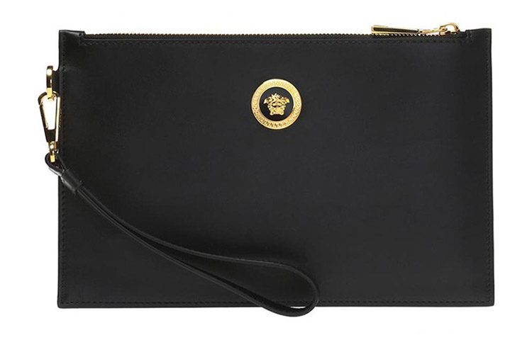 

VERSACE Кожаный кошелек для монет Commute Clutch малый мужской черный