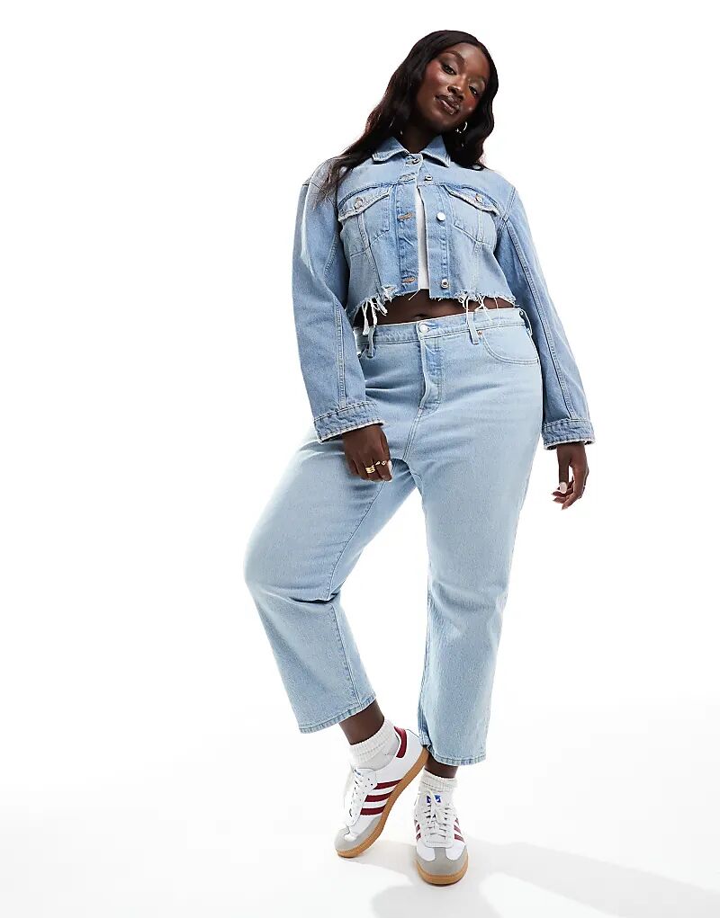 

Укороченные джинсы прямого кроя Plus 501 светло-голубого цвета Levi's