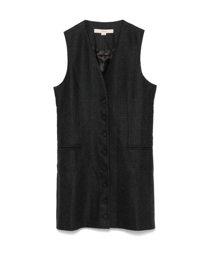 

Жилет с V-образным вырезом из клетчатой шерстяной смеси Remain Birger Christensen, серый