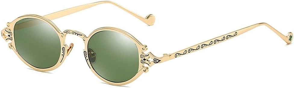 

Мужские овальные солнцезащитные очки в стиле панк, красные, женские солнцезащитные очки в стиле ретро, ​​круглые, золотистая, черная металлическая оправа, защита от ультрафиолета UV400 WNCKSQ, Gold With Green