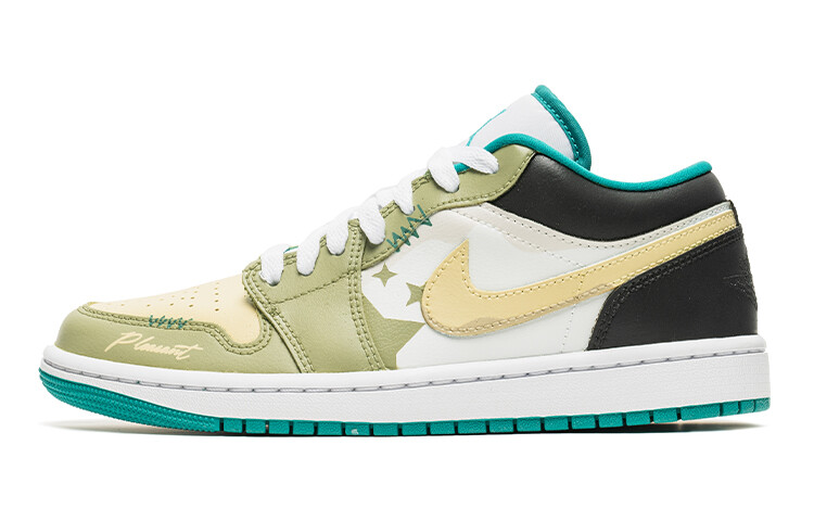 

Кроссовки Air JORDAN 1 Vintage Basketball Shoes Women's Low-Top Yellow Green