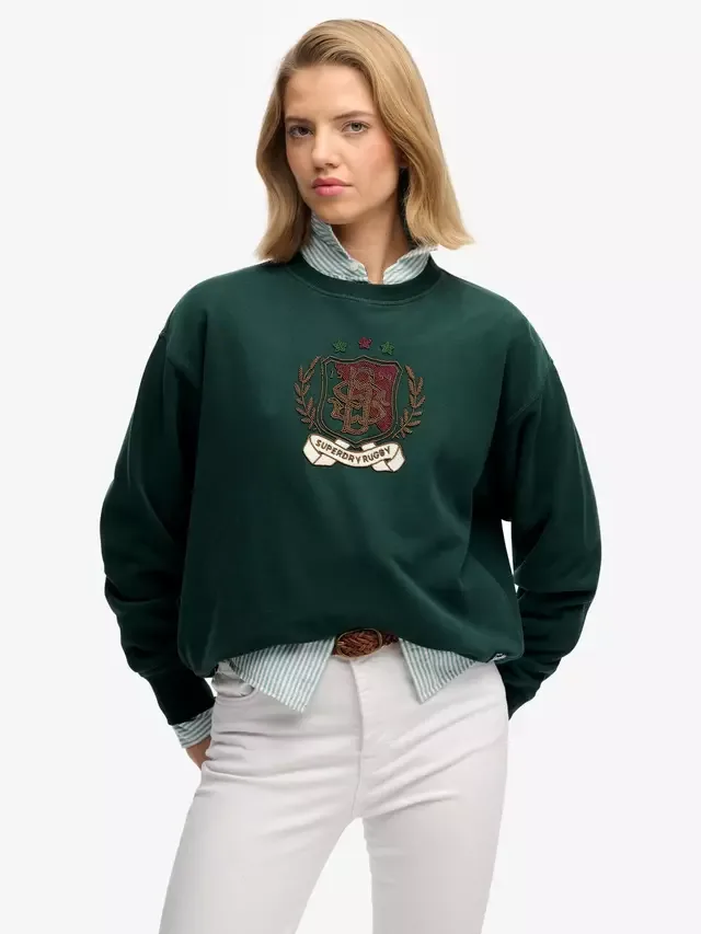 Толстовка Crest Loose Crew Superdry, Dark Pine Green