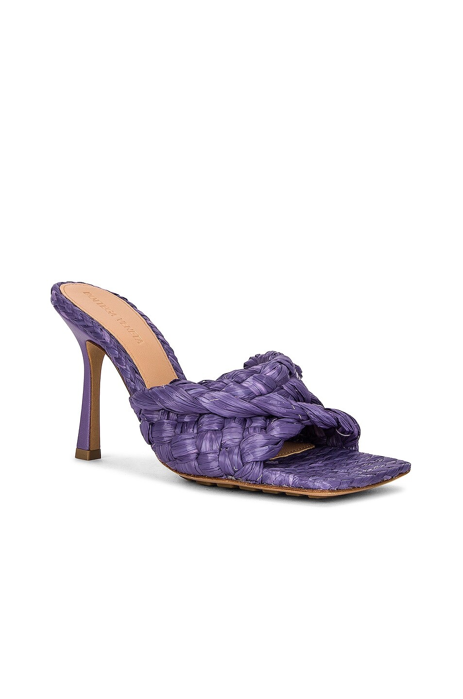 Эластичные мюли из рафии Bottega Veneta, цвет Lavender — фото 2