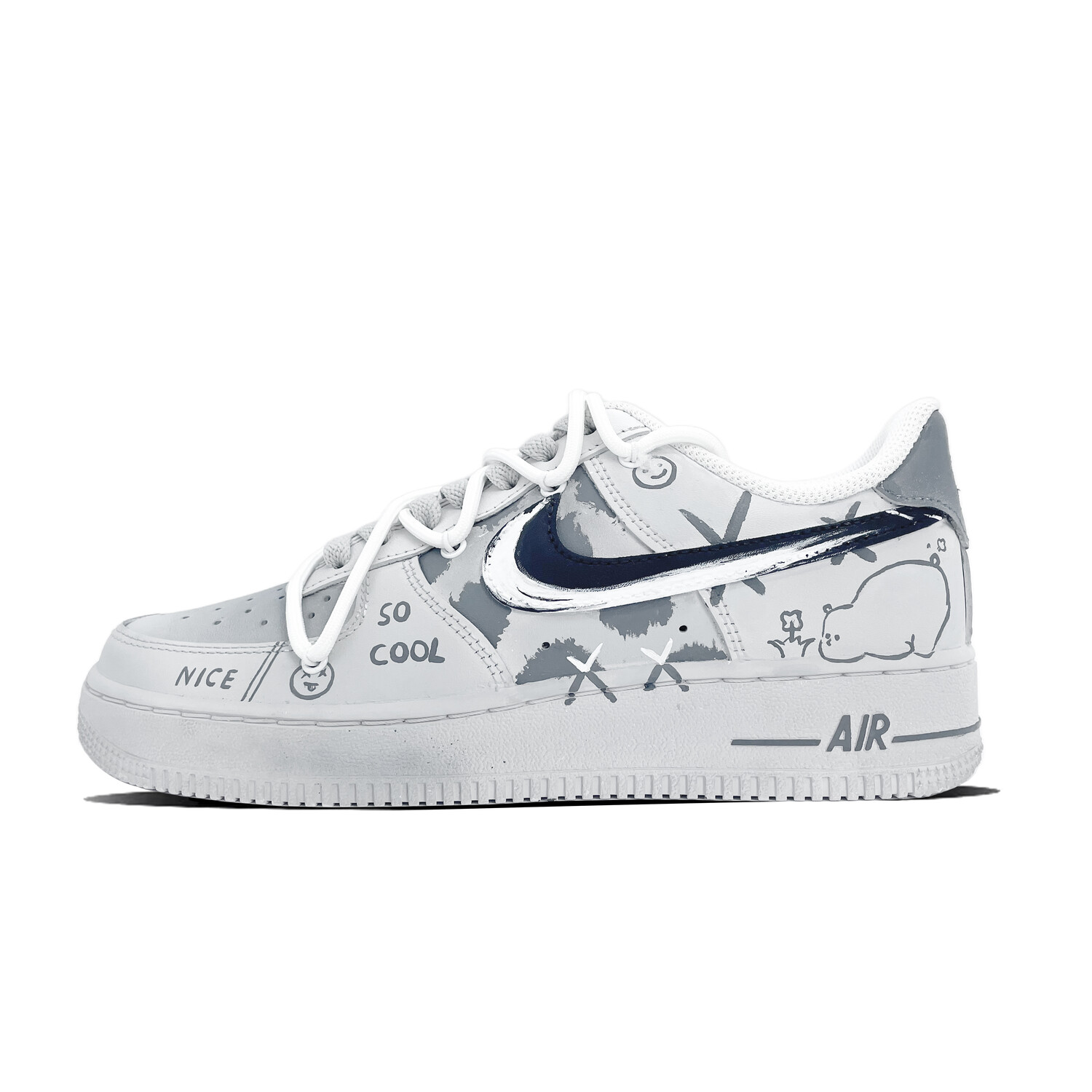 

Кроссовки Nike Air Force 1 Skateboarding Shoes Women's Low-top Gray, серый