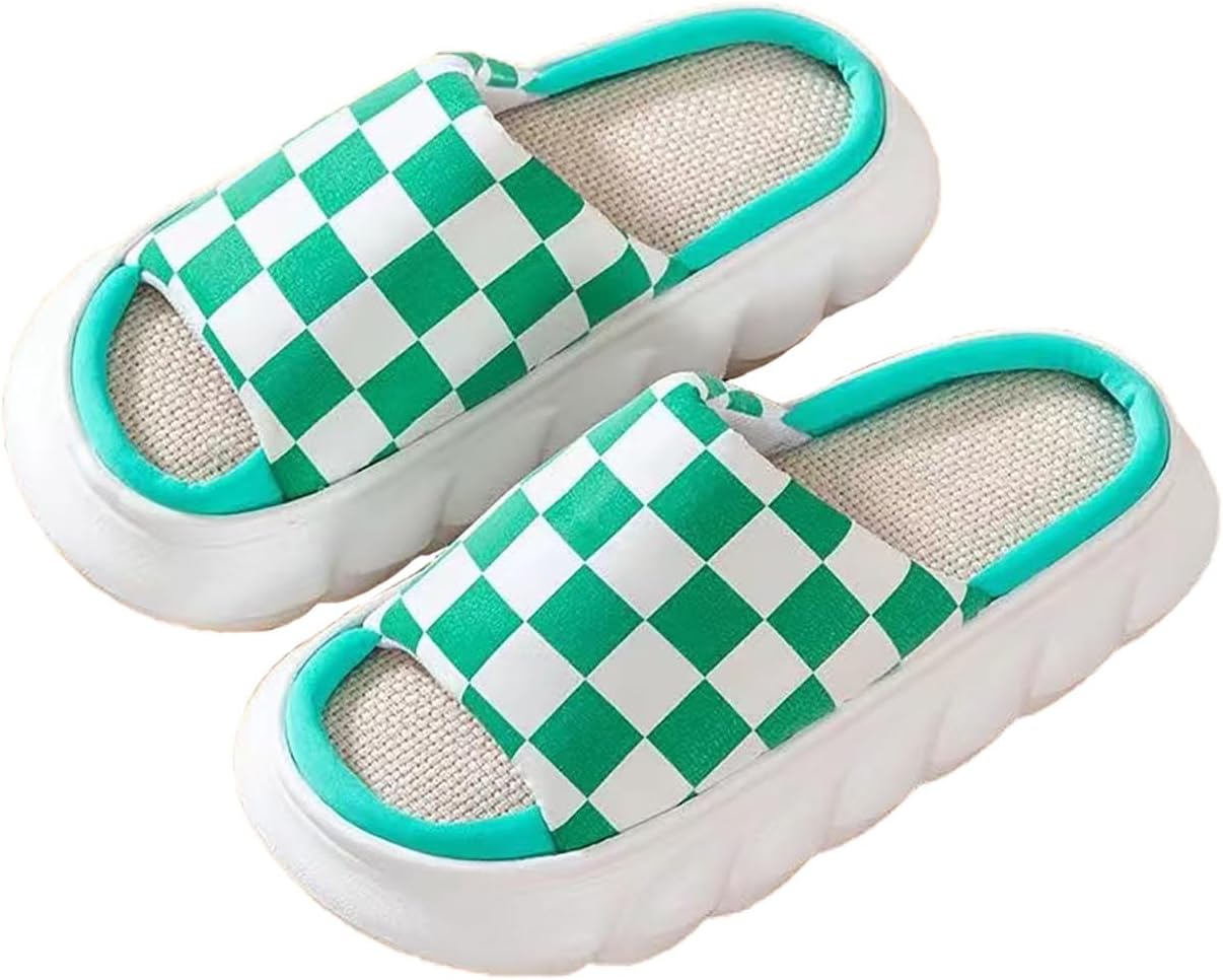 

Домашние тапочки Stone mice для мужчин и женщин, летние, с открытым носком, из дышащего льна, зеленый