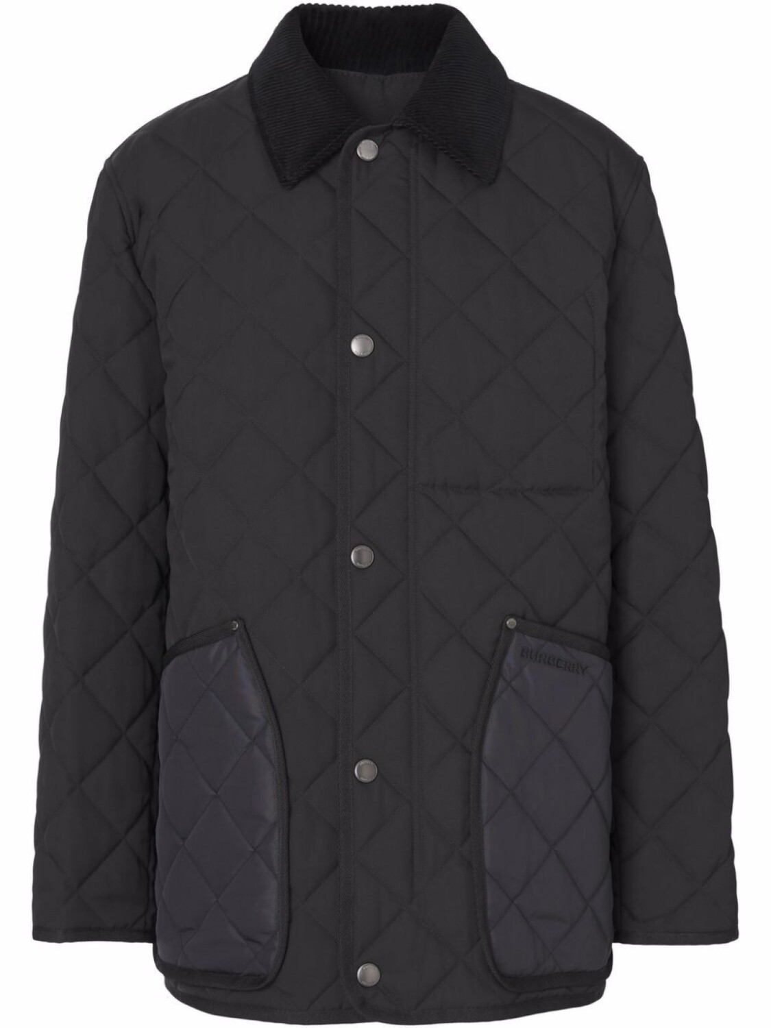 

Burberry стеганая куртка с вельветовым воротником, черный