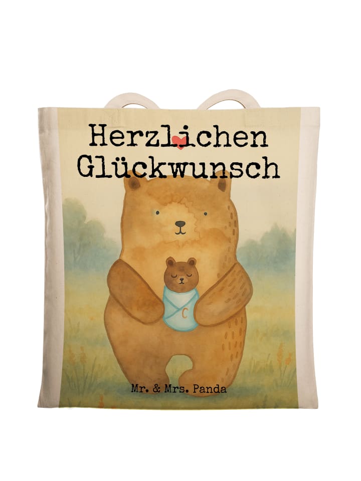 

Mr. & Mrs. Panda Сумка-шоппер с изображением медвежонка и надписью, белого цвета