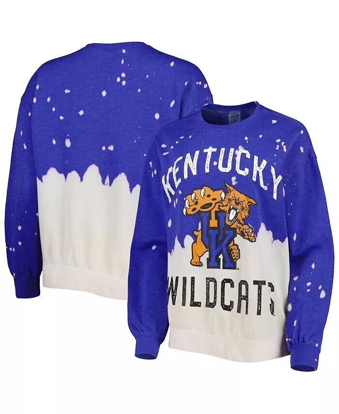 

Женский королевский потертый свитер Kentucky Wildcats Twice As Nice Faded Dip-Dye с длинным рукавом Gameday Couture