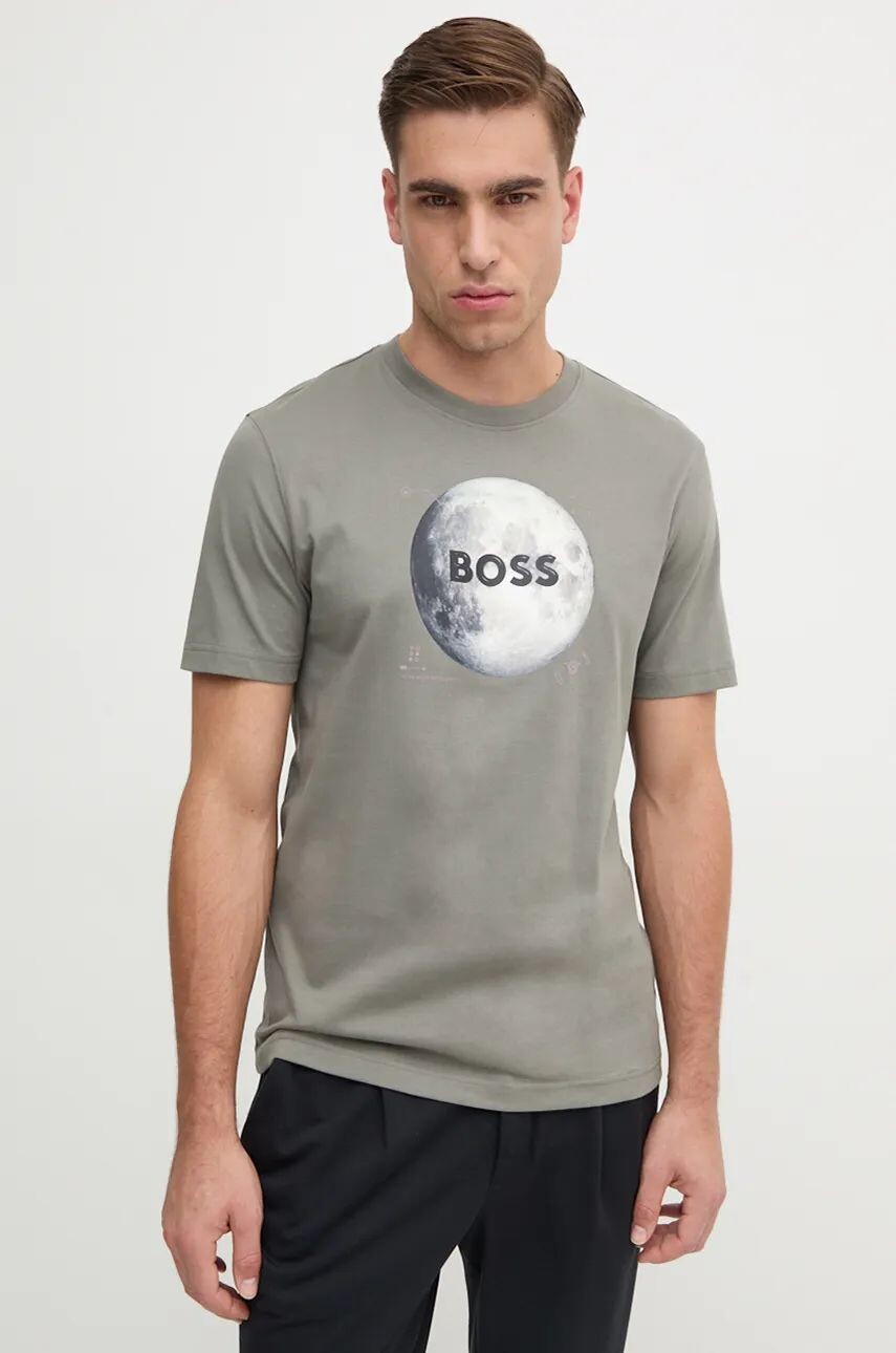

Хлопковая футболка Boss Orange, серый