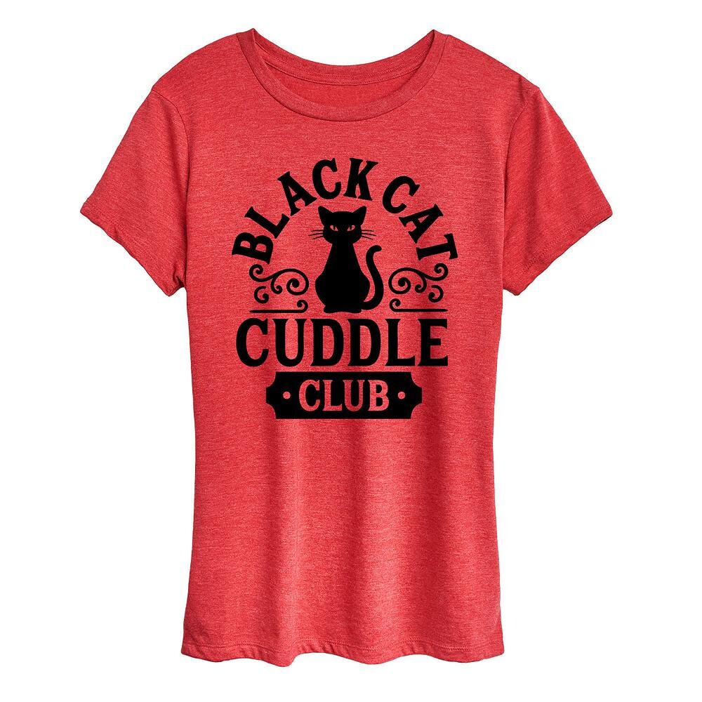 

Женская футболка Black Cat Cuddle Club на Хэллоуин Licensed Character, красный