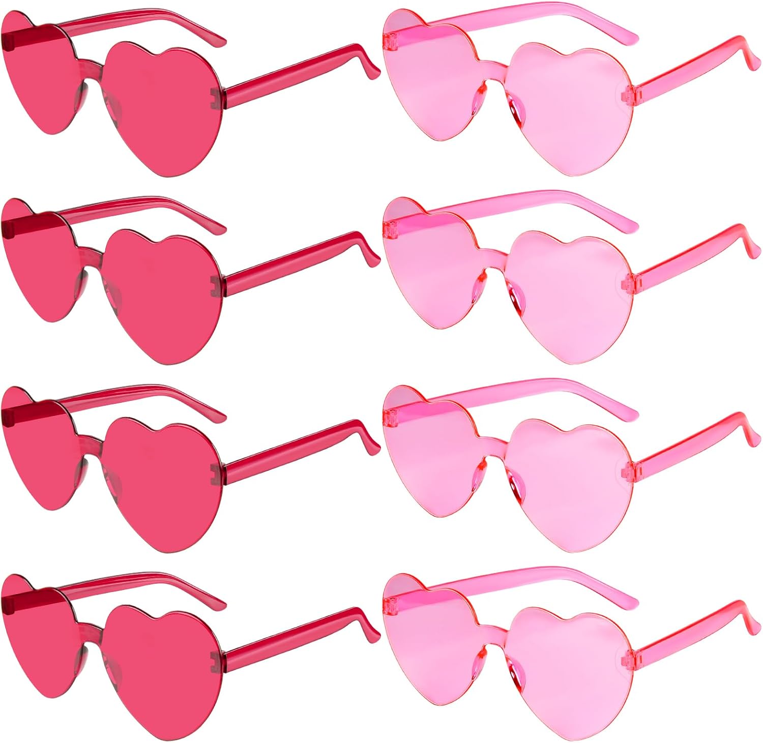 

Солнцезащитные очки PLULON в форме сердца для женщин, 5/12/25 шт., очки в форме сердца, без оправы, конфетные цвета, забавные очки для вечеринки ко Дню святого Валентина, Pink, Rose Red