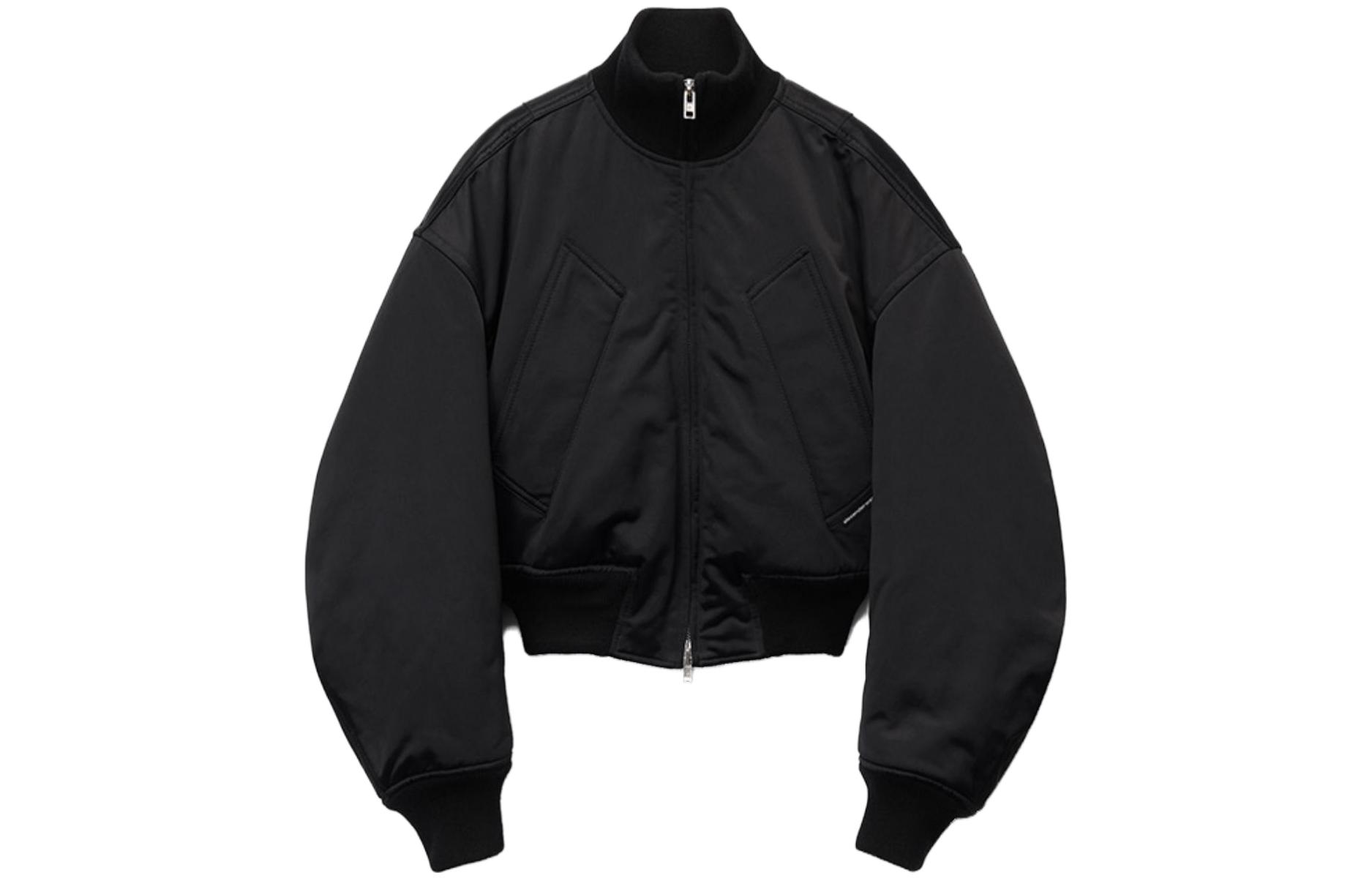 Куртка-бомбер на подкладке с логотипом Alexander Wang, черная