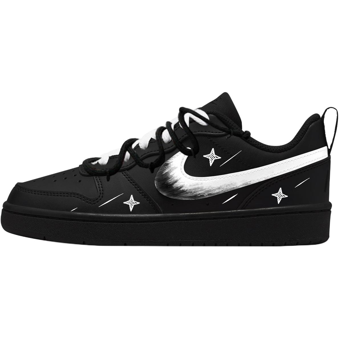 

Court Borough Кожаные Абразивостойкие Дышащие Противоскользящие Низкие Детские Скейтбординг Кроссовки Unisex Nike, черный