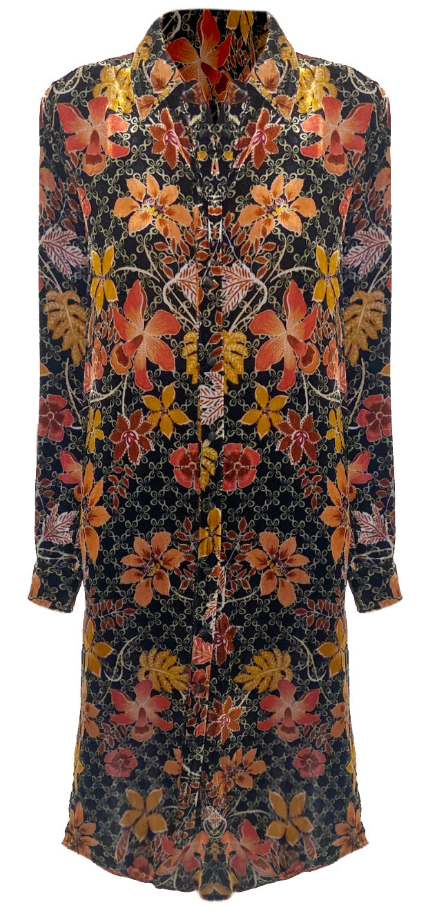 

Johnny Was Women Jasmoon Flore Velvet Свободное платье-рубашка Multi