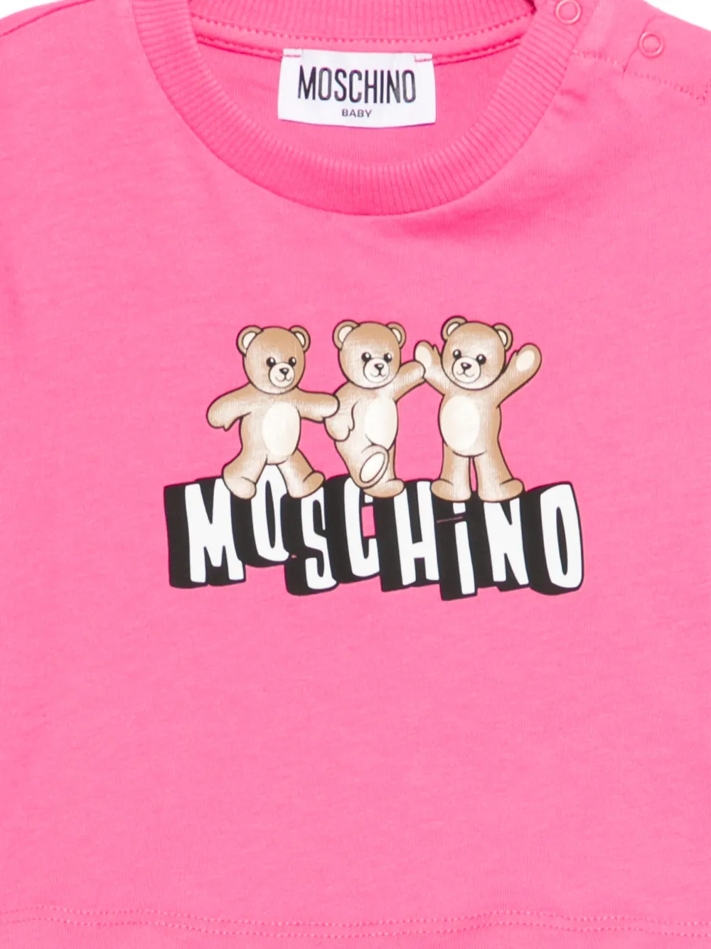 Футболка с принтом медвежонка и оборками Moschino Kids, розовый — фото 3