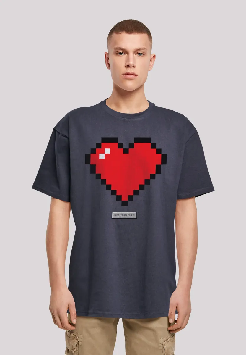 

Футболка F4NT4STIC "Pixel Heart Good Vibes Happy People", принт, цвет морской волны