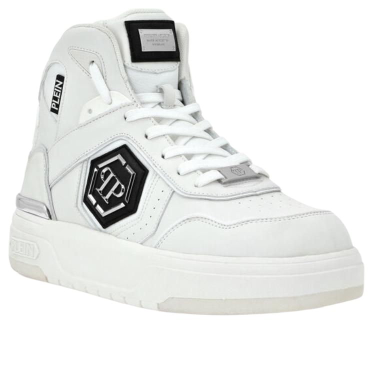 Кроссовки Hi Top Leather High Top Skateboard Shoes мужские белые PHILIPP PLEIN, белый — фото 4