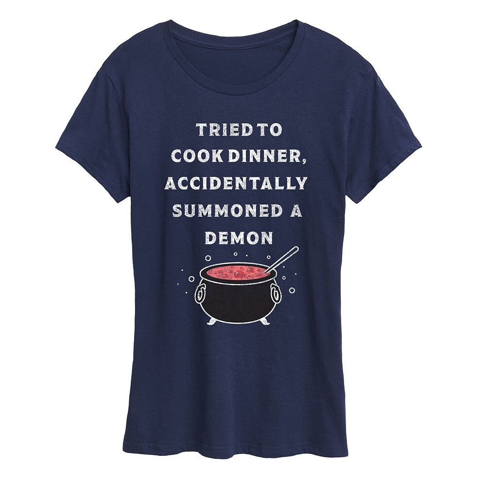 

Женская футболка с рисунком Cook Summon Demon Licensed Character, темно-синий