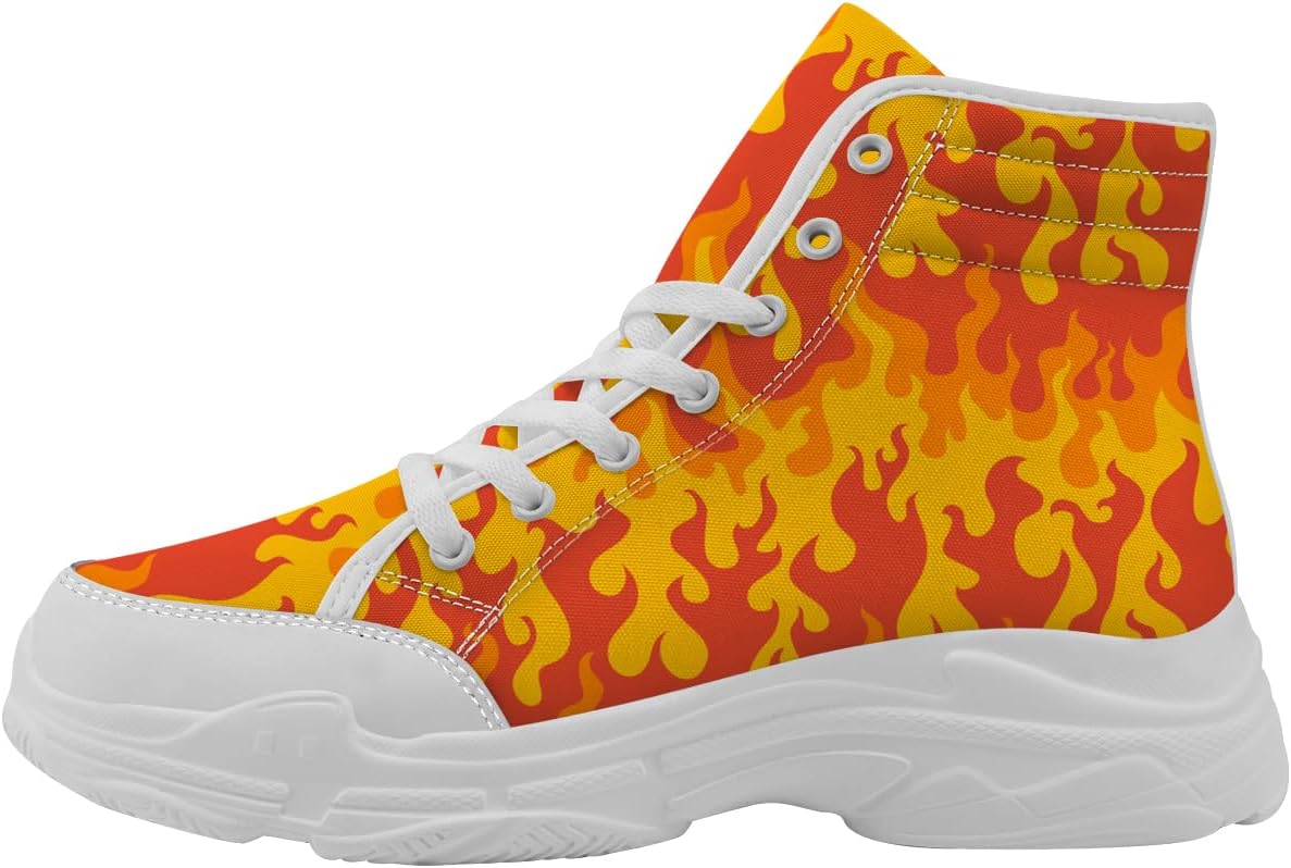 

Мужские и женские высокие кроссовки Flame, тканевые платформенные туфли на шнуровке, подарки для него и для нее Generic, красный/желтый