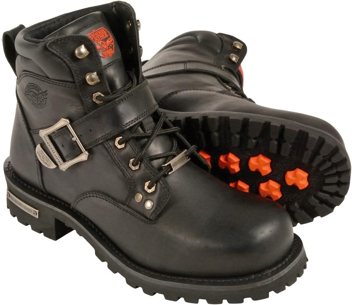 

Мужские сапоги Milwaukee Leather с 15 см боковым ремнем, круглый носок, черные