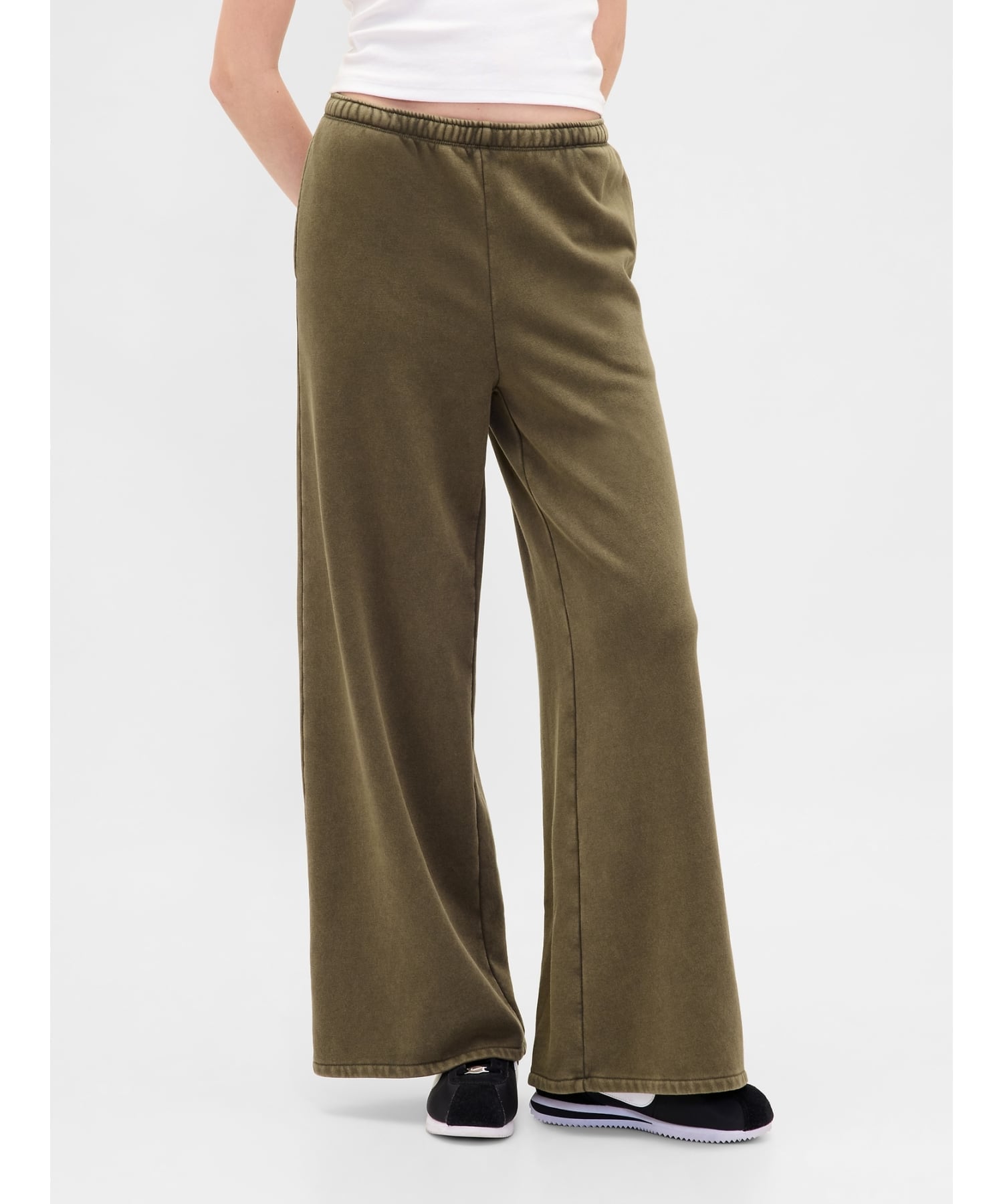 (W) Винтажные мягкие широкие спортивные штаны свободного кроя GAP, BLACK_MOSS_WASH