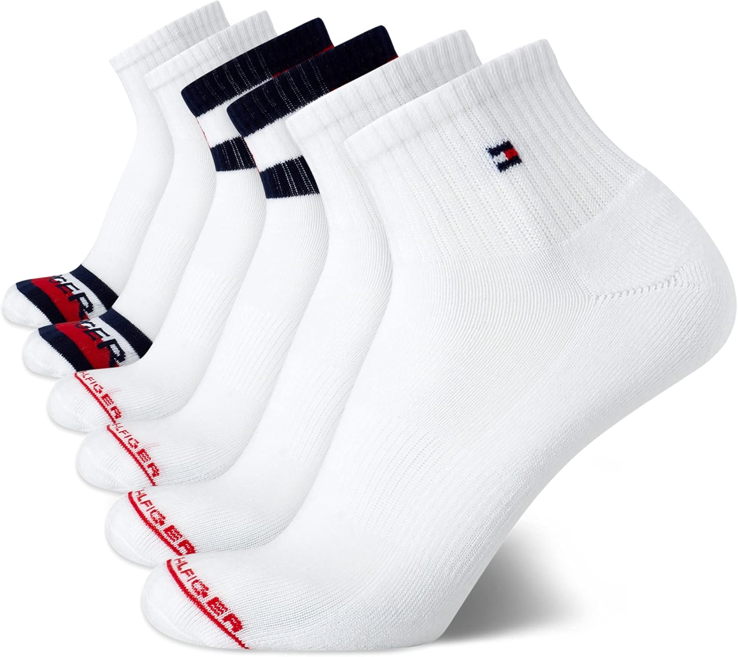 

Мужские носки Tommy Hilfiger Quarter, 6 пар, мягкие, до щиколотки, дышащие, спортивные (размер 7-12), Solid White