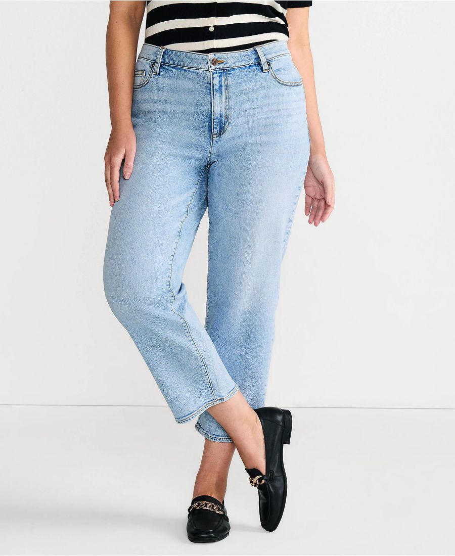 

Женские джинсы больших размеров из мягкого денима, со средней посадкой, свободного кроя, укороченные Lands' End, Harlow blue wash