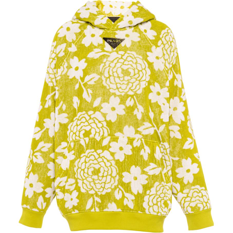 

Футболка с цветочным принтом PRADA, папоротниково-зелёная