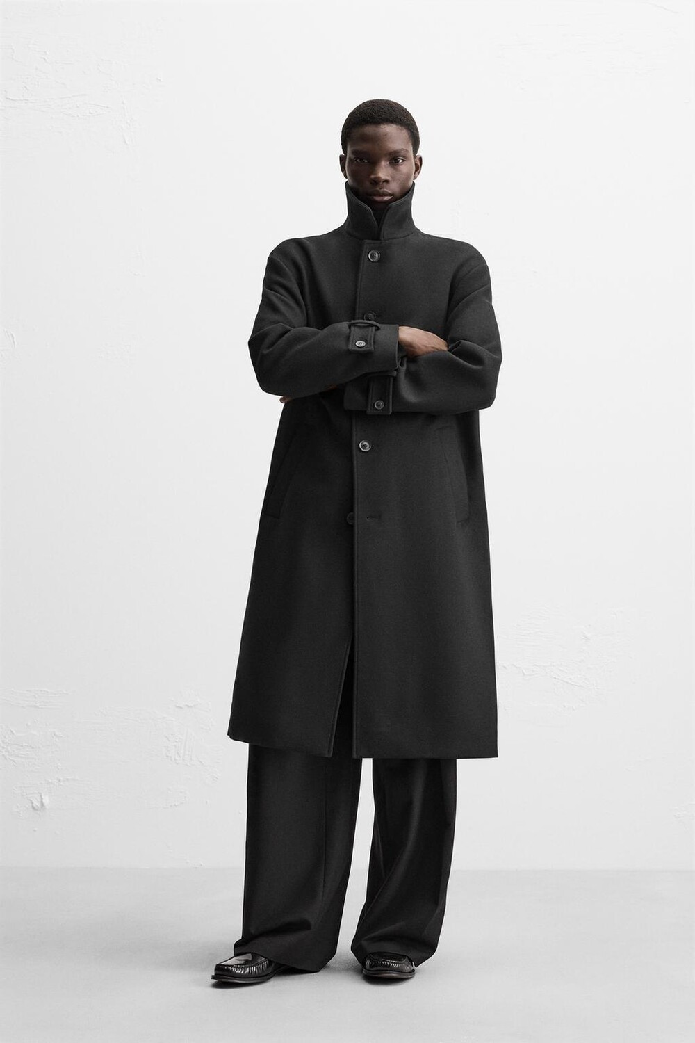 

Пальто из шерсти ZARA, черный