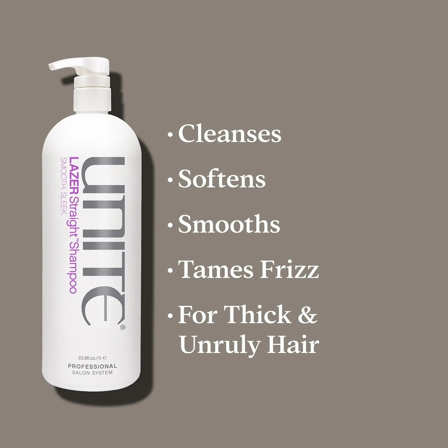 Шампунь для выпрямления волос UNITE Hair - LAZER - профессиональный объем, разглаживающее средство для укрощения пушистости и контроля над густыми, непослушными волосами - 955 мл — фото 4